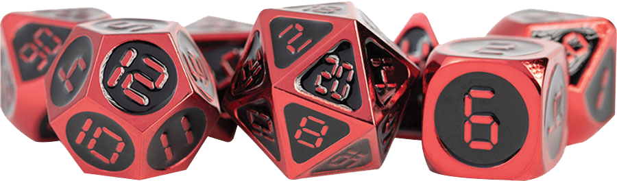 Digital Enamel Metal Dice Set, 16mm: Red with Black Enamel (7)