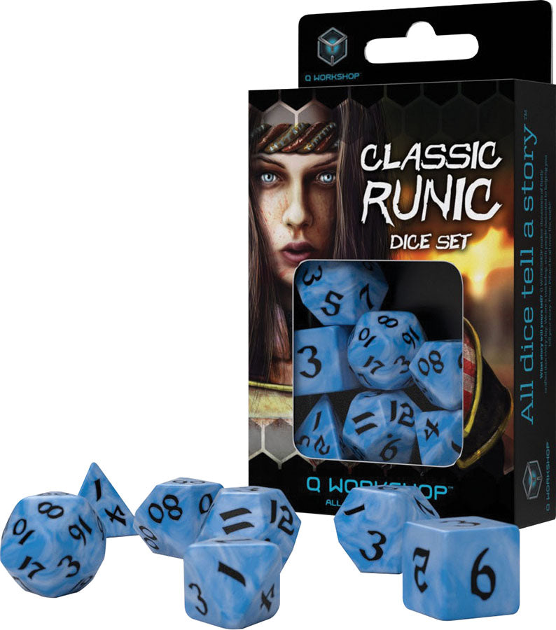 Classic Runic Dice Set Glacier & Black (7)