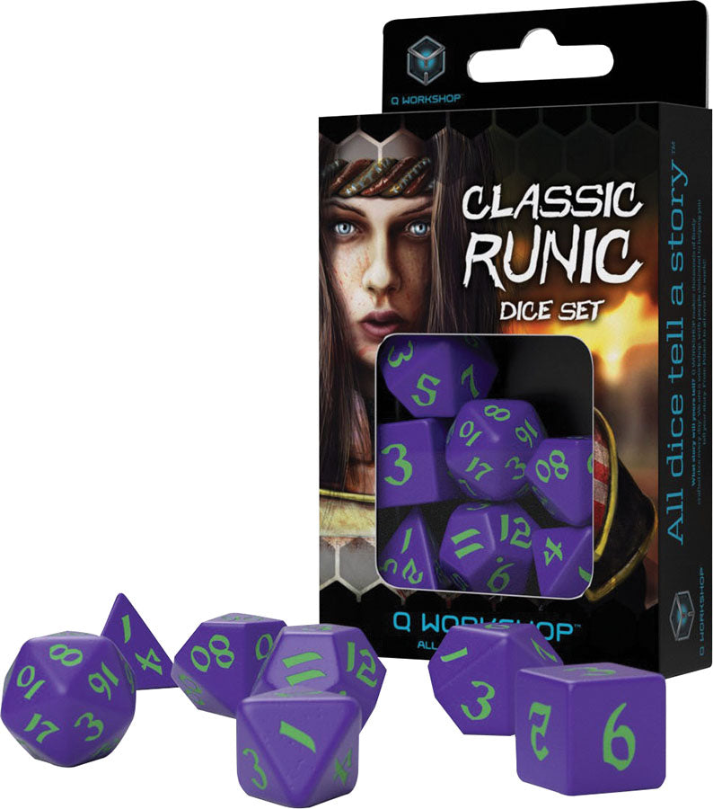 Classic Runic Dice Set Purple & Green (7)