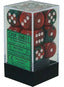 Chessex Dice: Gemini 2: 16mm D6 Green Red/White (12)