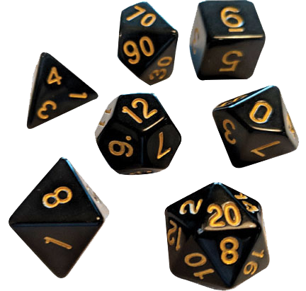Sirius Dice RPG Set (7): Solid Black Gold Ink