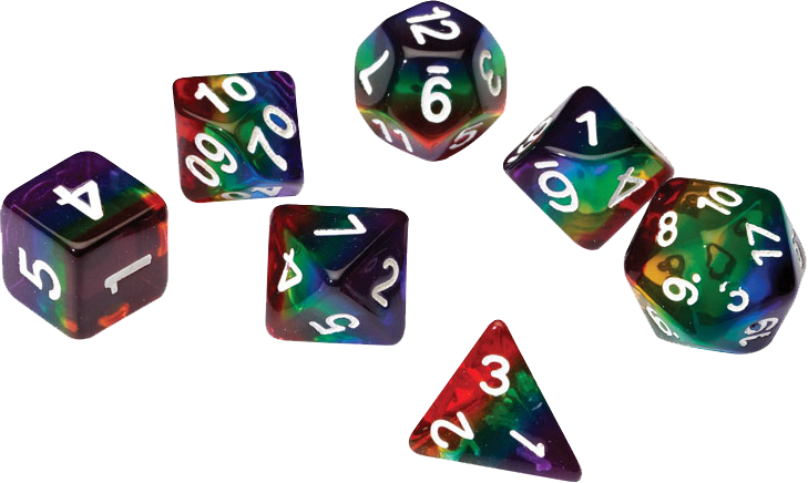 Sirius Dice RPG Set (7): Rainbow Translucent Resin