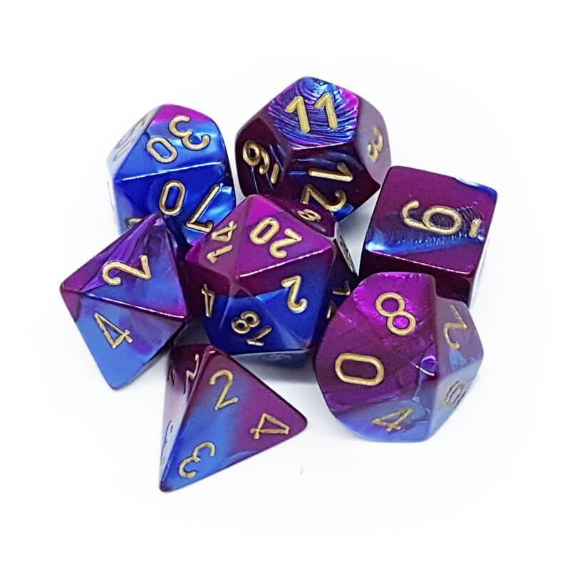 Chessex Dice: Gemini 2: Poly Blue Purple/Gold (7)