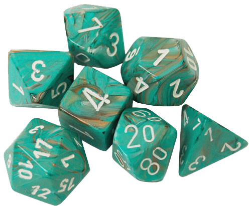 Chessex Dice: Marble 10: Poly Marble Oxi Copper/White (7)