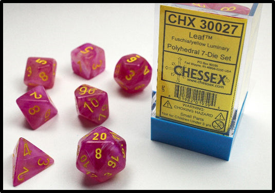 Chessex Dice: Lab Dice 2 Nebula: Poly Luminary Fuchsia/Yellow (7)