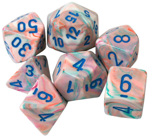 Chessex Dice: Menagerie 10: Poly Festive Pop Art/Blue (7)