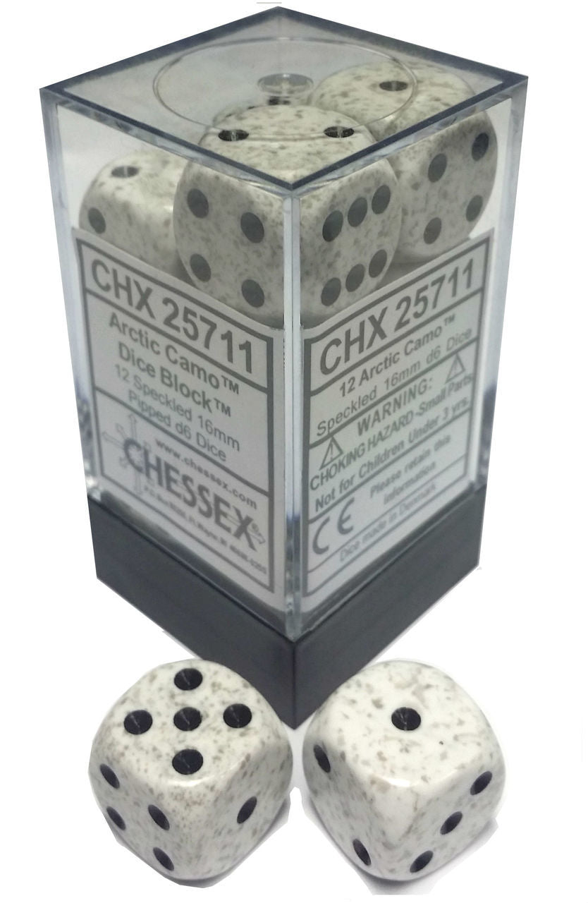 Chessex Dice: Speckled: 16mm Pip D6 Arctic (12)