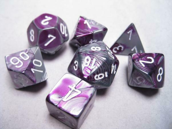 Chessex Dice: Gemini 2: Poly Purple Steel/White (7)