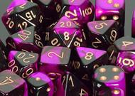 Chessex Dice: Gemini 4: 16mm D6 Black Purple/Gold (12)