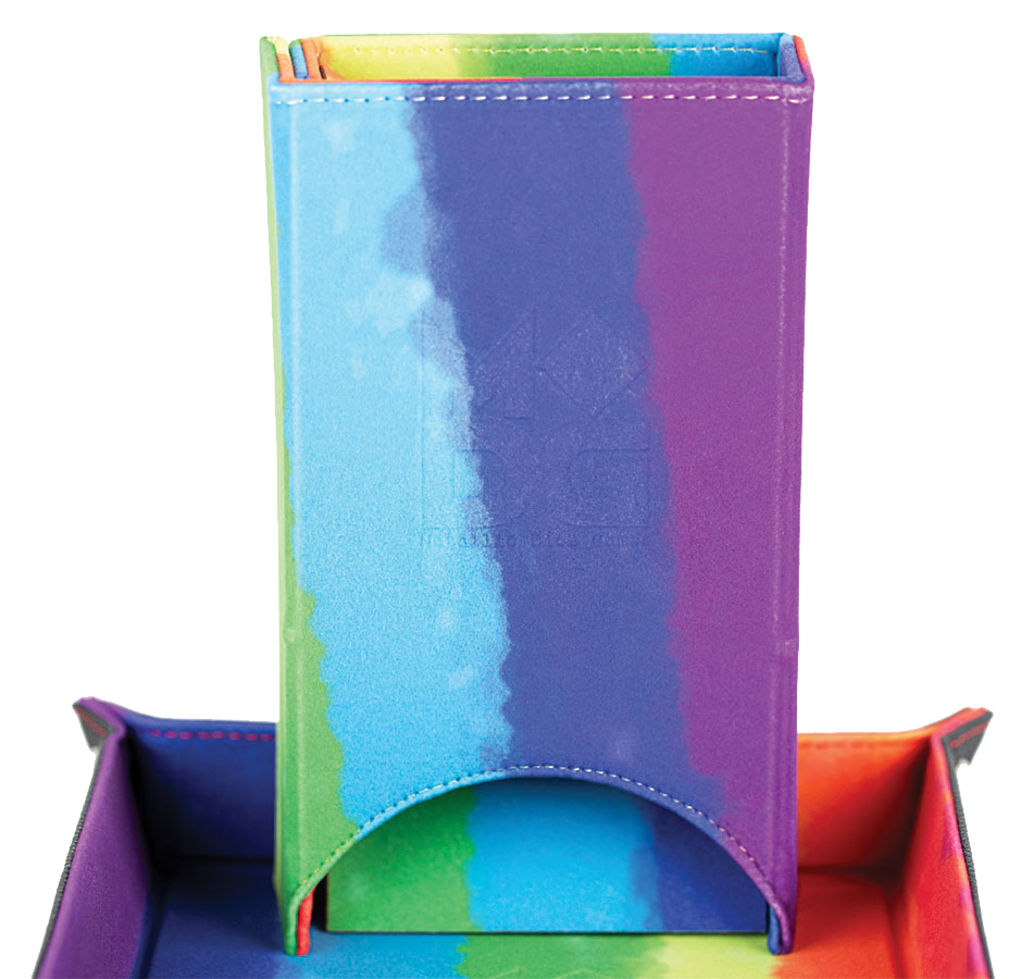 Fold Up Velvet Dice Tower: Watercolor Rainbow