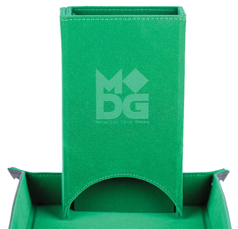 Fold Up Velvet Dice Tower: Green