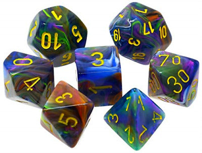 Chessex Dice: Poly Festive Rio/Yellow (7)