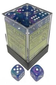 Chessex Dice: Dice Menagerie 10: 12mm D6 Festive Waterlily/White (36)