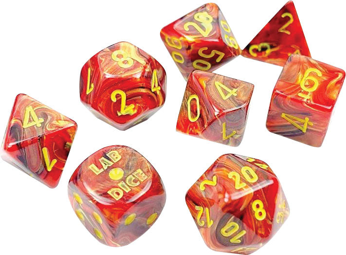 Chessex Dice: Lab Dice 5 Vortex: Poly Underworld/yellow (7)