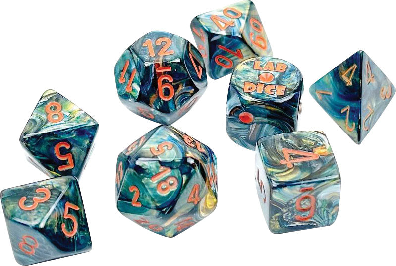 Chessex Dice: Lab Dice 5 Lustrous: Poly Alpestris/orange (7)
