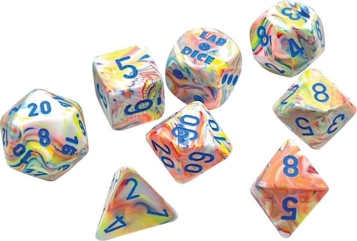 Chessex Dice: Lab Dice 5 Festive: Poly Kaleidoscope/blue (7)