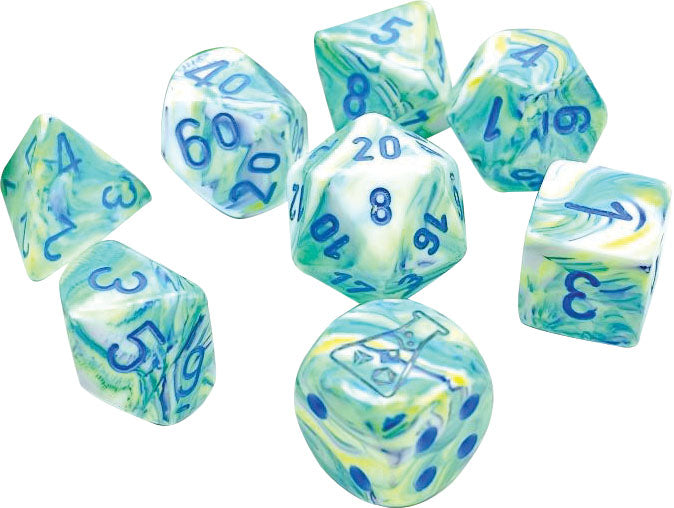 Chessex Dice: Lab Dice 5 Festive: Poly Garden/blue (7)
