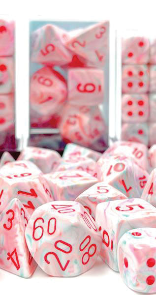 Chessex Dice: Festive: Poly Pop Art/red 7-Die set