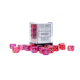 Chessex Dice: Gemini: 12mm d6 Translucent Red-Violet/gold Dice Block (36 dice)
