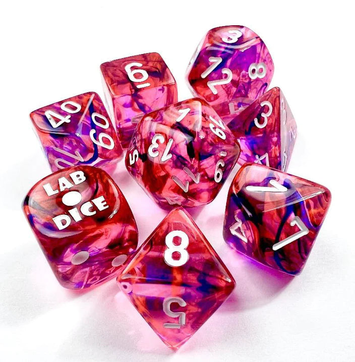 Chessex Dice: Lab Dice 6 Nebula: Poly Black Light Special/white 7-Die Set