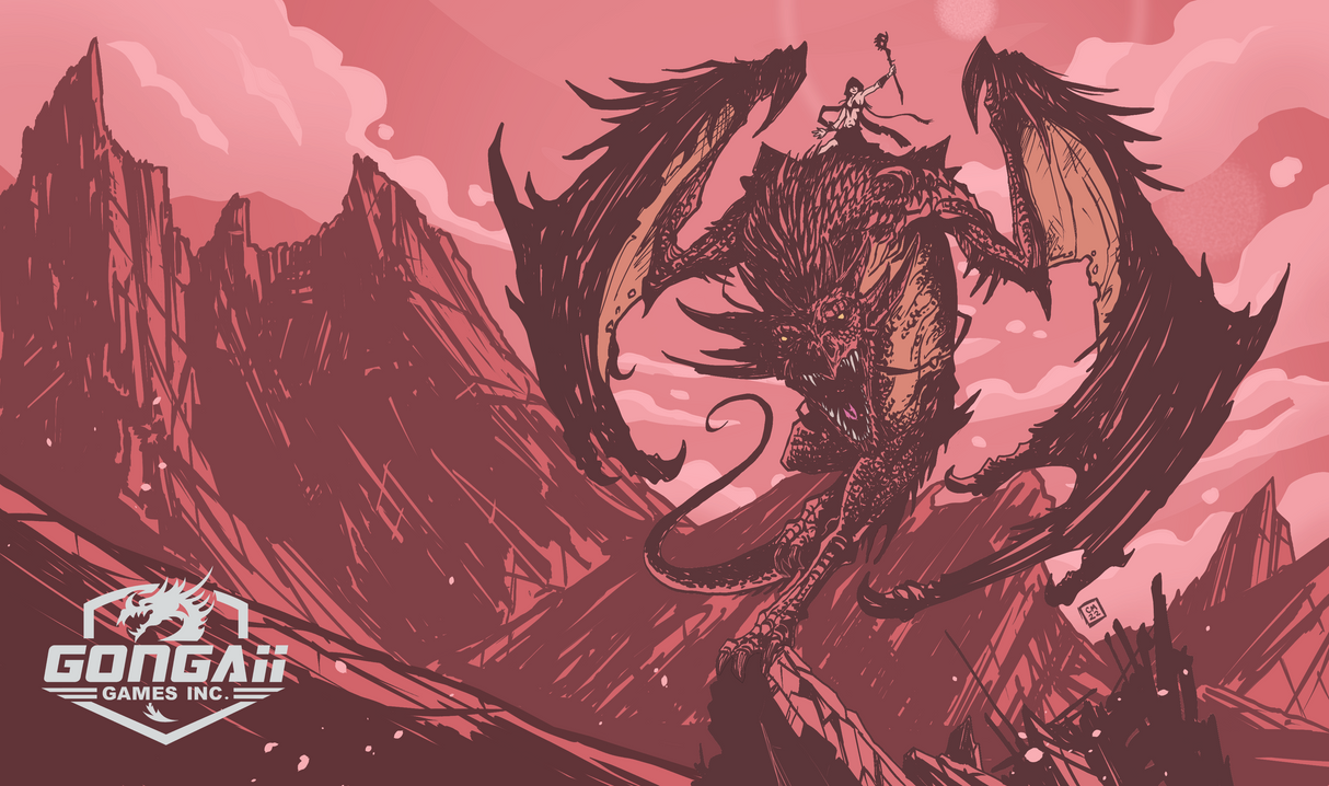 Gongaii Games Dragon Rider Playmat Stitched