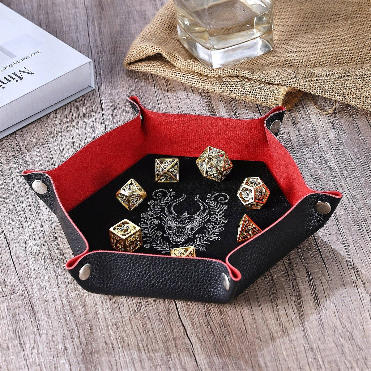 Hymgho Premium Dice - Table Armor Dice Tray - Dragon Skull