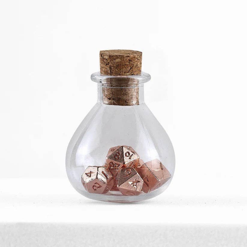 Hymgho Premium Dice - HY00406 Unseelie Tiny Dice Set in Potion Bottle - Rose Gold