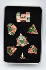 Foam Brain: Dice 51: Emerald Meteor Shower - Metal RPG Dice Set