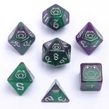 Hymgho Premium Dice - Wyrmforged Rollers - Rounded Plastic - Bog Frog Silver