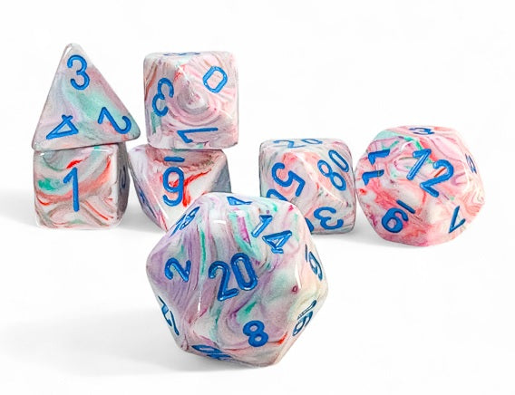Chessex- Festive: Mega-hedral Pop Art/blue 7-Die