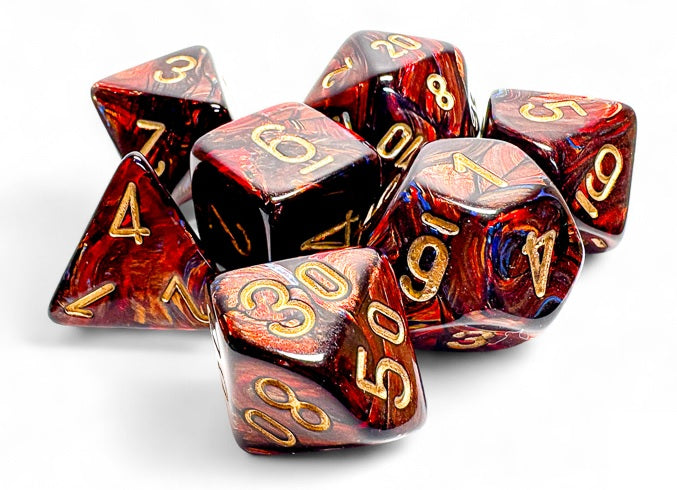 Chessex- Scarab: Mega-hedral Blue Blood/gold 7-Die