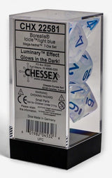 Chessex: Borealis: Mega-hedral Icicle/light blue Luminary 7-Die Set