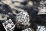 Hymgho Premium Dice - Dragon's Eye Hollow Metal Dice Set - Pink Gems