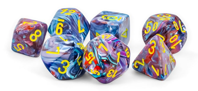 Chessex: Festive: Mega-hedral Mosaic/yellow 7-Die Set