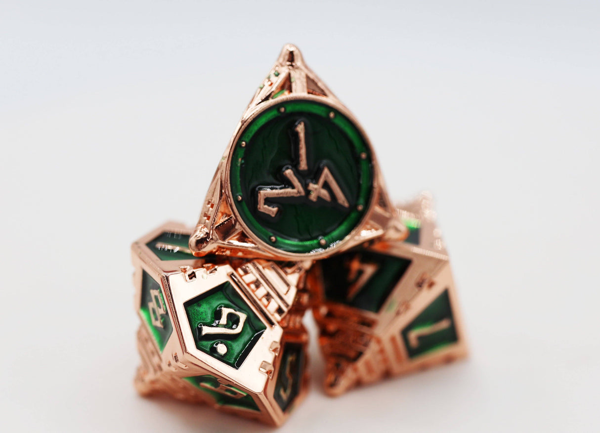 Foam Brain: Dice 51: Emerald Meteor Shower - Metal RPG Dice Set