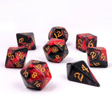 Hymgho Premium Dice - Wyrmforged Rollers - Rounded Edge 8 Piece Polyhedral Dice set - Blood Pact