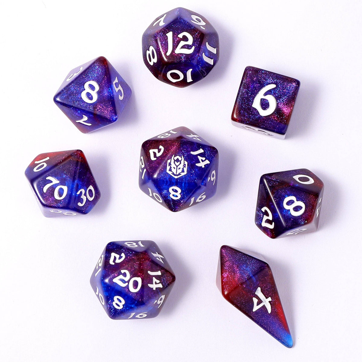 Hymgho Premium Dice - Wyrmforged Rollers - Rounded Edge 8 Piece Polyhedral Dice se