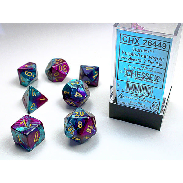 Chessex: 7-Die Set Gemini: Purple-Teal/Gold