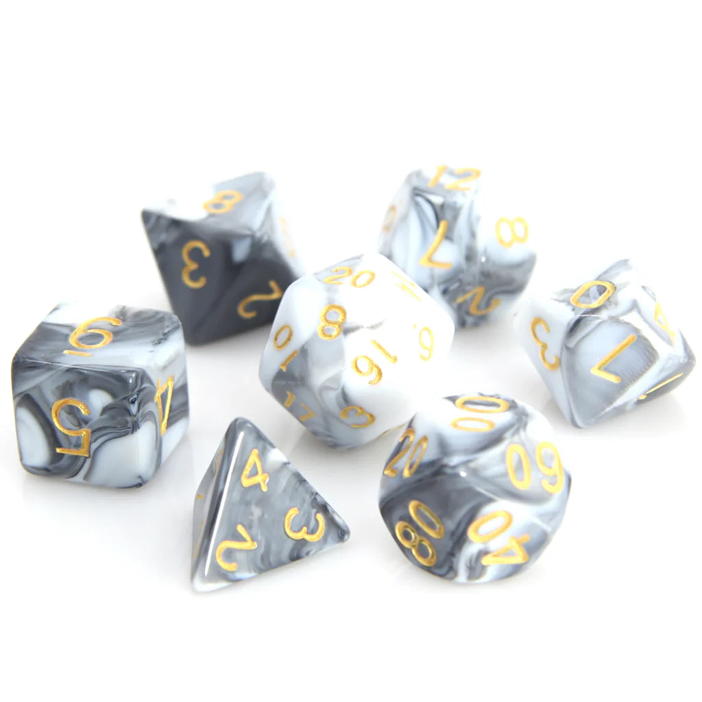 Die Hard Dice 7pc RPG Set - White and Black Marble