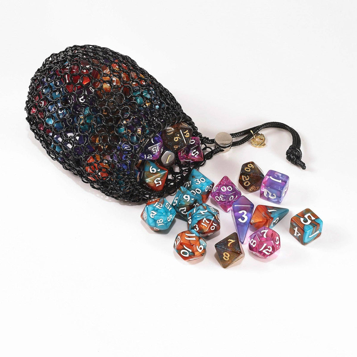 Hymgho Premium Dice - Hero's Chainmail Dice Bag - Black