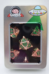 Foam Brain: Dice 51: Emerald Meteor Shower - Metal RPG Dice Set
