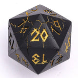 Hymgho Premium Dice - Barbarian 35mm Single D20 Spin Down - Matt Black with Gold