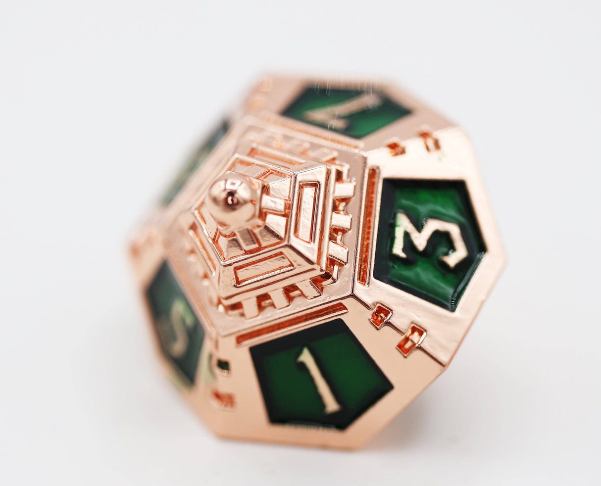 Foam Brain: Dice 51: Emerald Meteor Shower - Metal RPG Dice Set