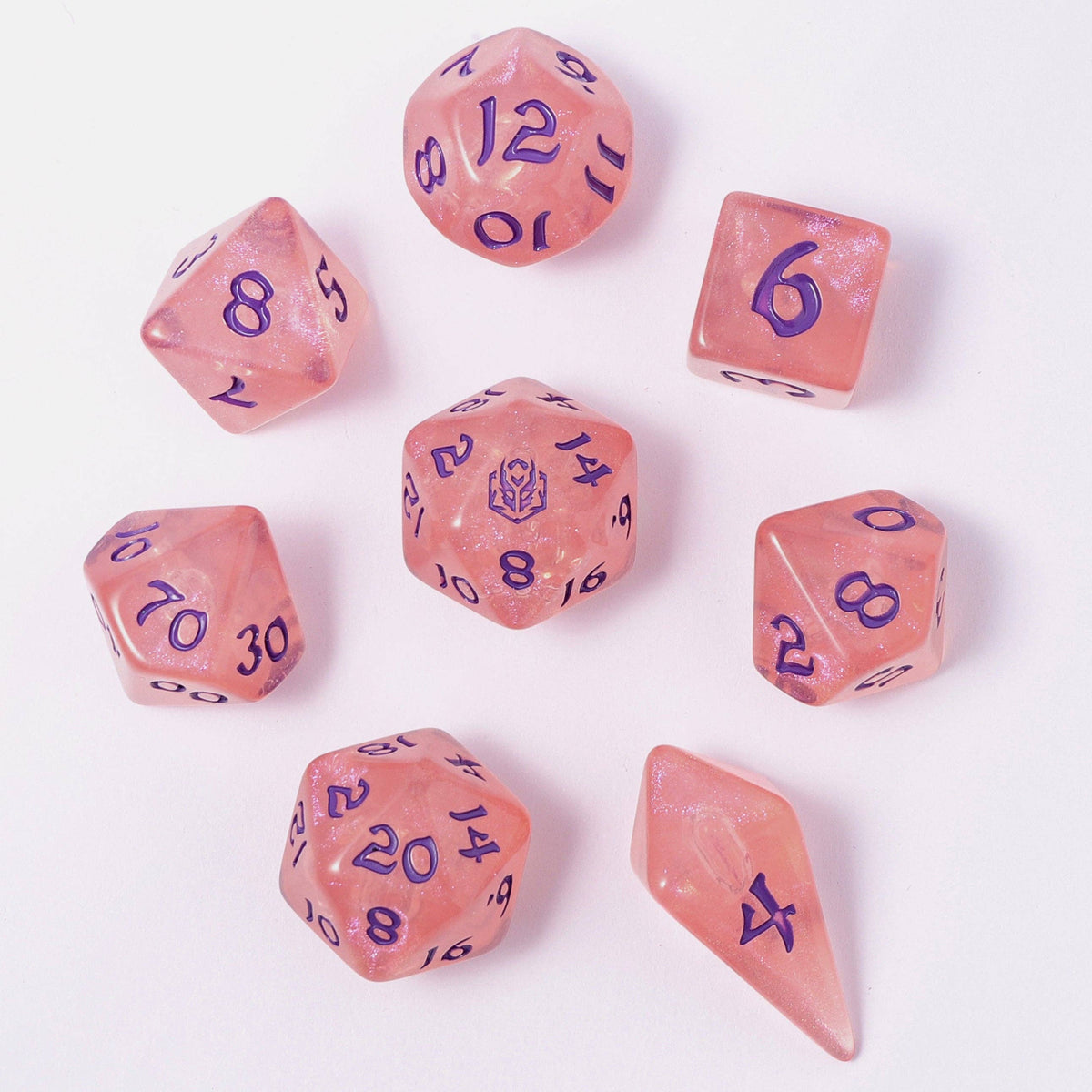 Hymgho Premium Dice - Wyrmforged Rollers - Rounded Edge 8 Piece Polyhedral Dice se