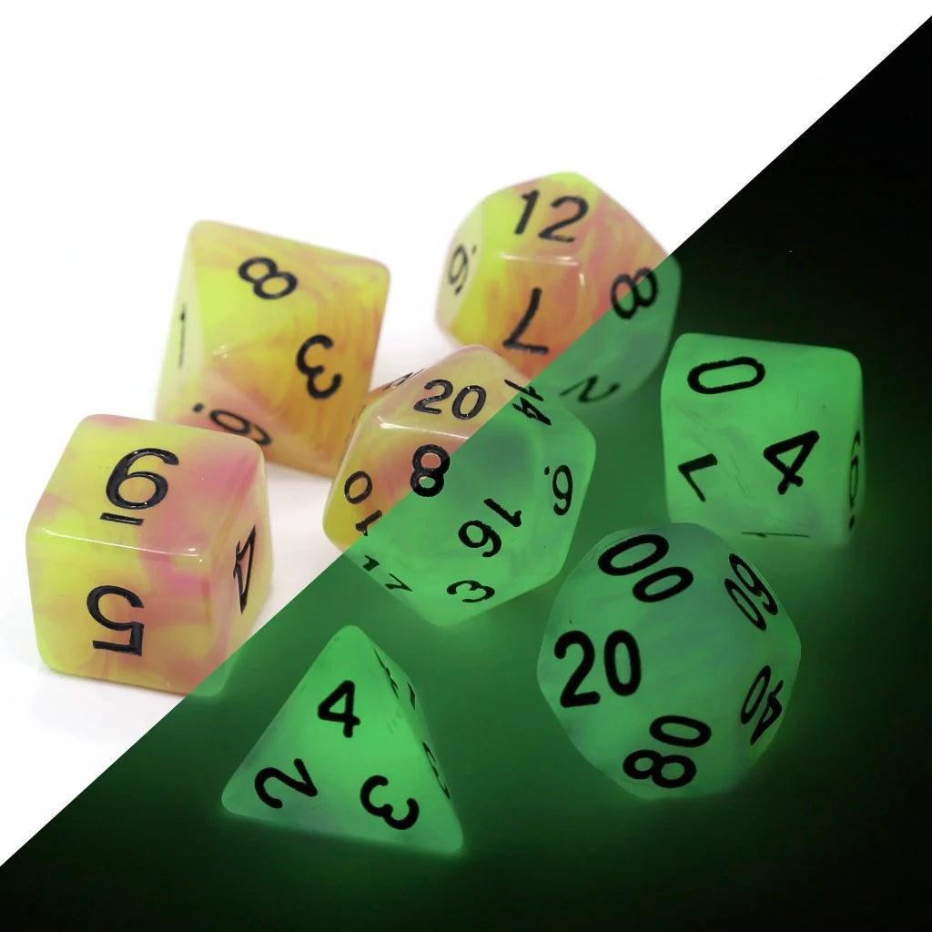 Die Hard Dice 7pc RPG Set - Glow-in-the-Dark - Astral Fire