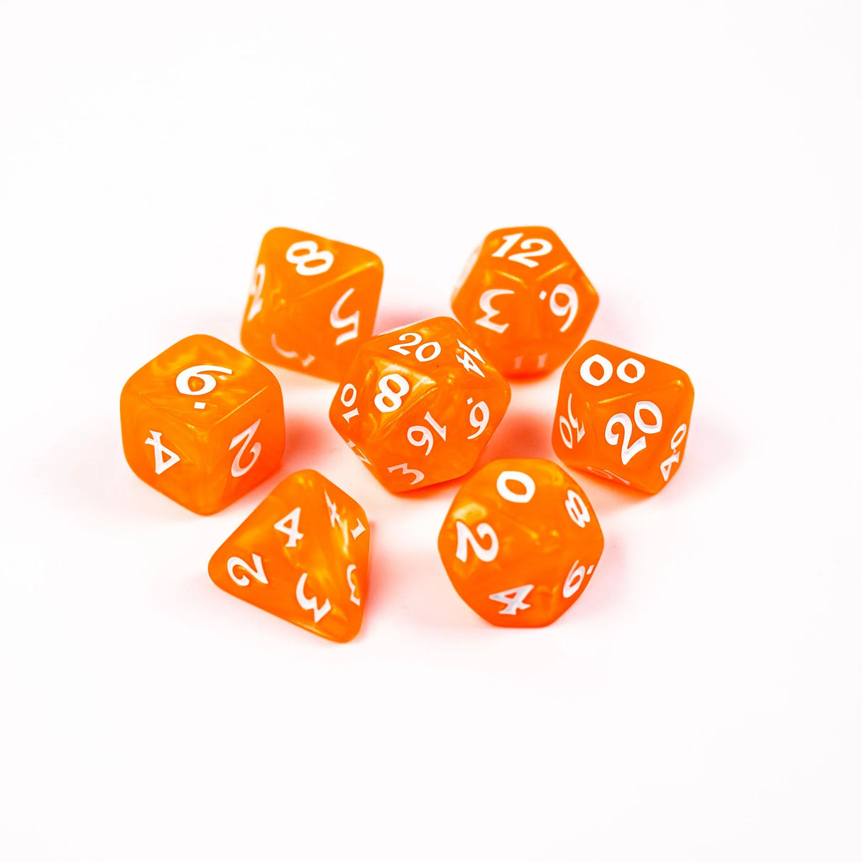 Die Hard Dice 7pc RPG Set - Elessia Essentials - Orange with White