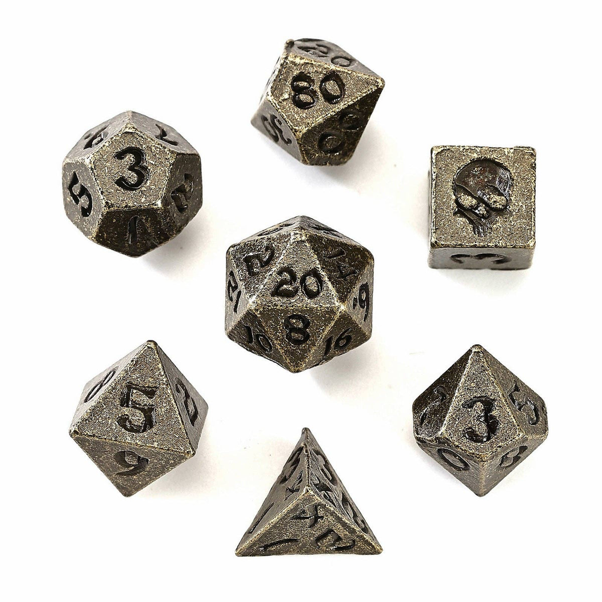 Hymgho Premium Dice - Unseelie Mini Metal RPG Dice Set  - Ancient Bronze