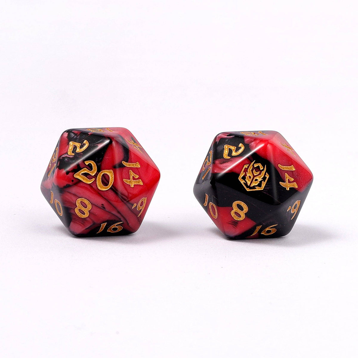 Hymgho Premium Dice - Wyrmforged Rollers - Rounded Edge 8 Piece Polyhedral Dice set - Blood Pact