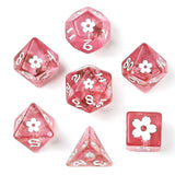 Hymgho Premium Dice - Wyrmforged Rollers - Sakura Blossom RPG Dice Set - white ink