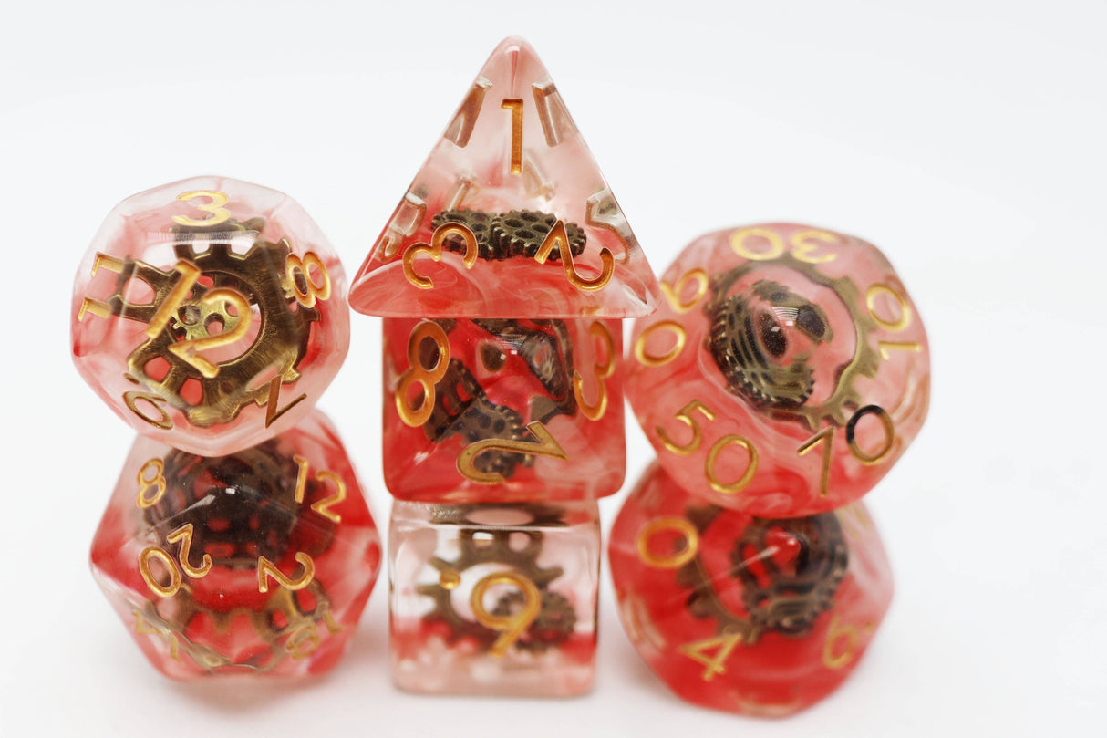Foam Brain: Red Swirl Ancient Gear RPG Dice Set